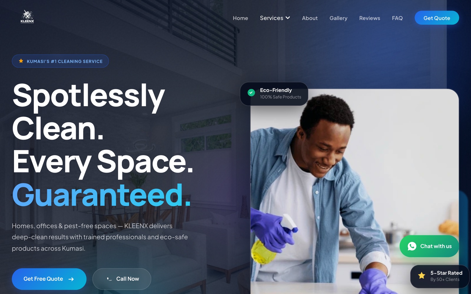 Kleenx Fumigation & Cleaning Services website homepage